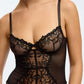 Blush Enchant Black Sheer Embroidery Corset & Garter Straps