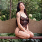 Sheer Embroidery Corset & Garter Straps Blush Enchant Black-4