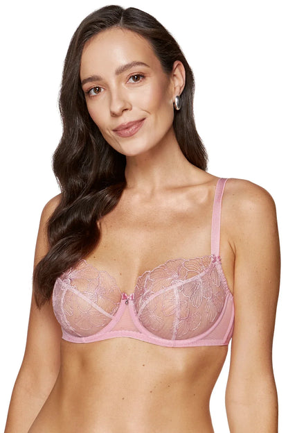 Gorteks Bloom Sheer Mesh Floral Embroidered Bra-0