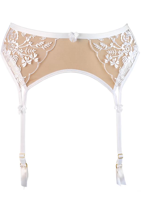 Axami Enigma White Sheer Mesh Garter Belt-2
