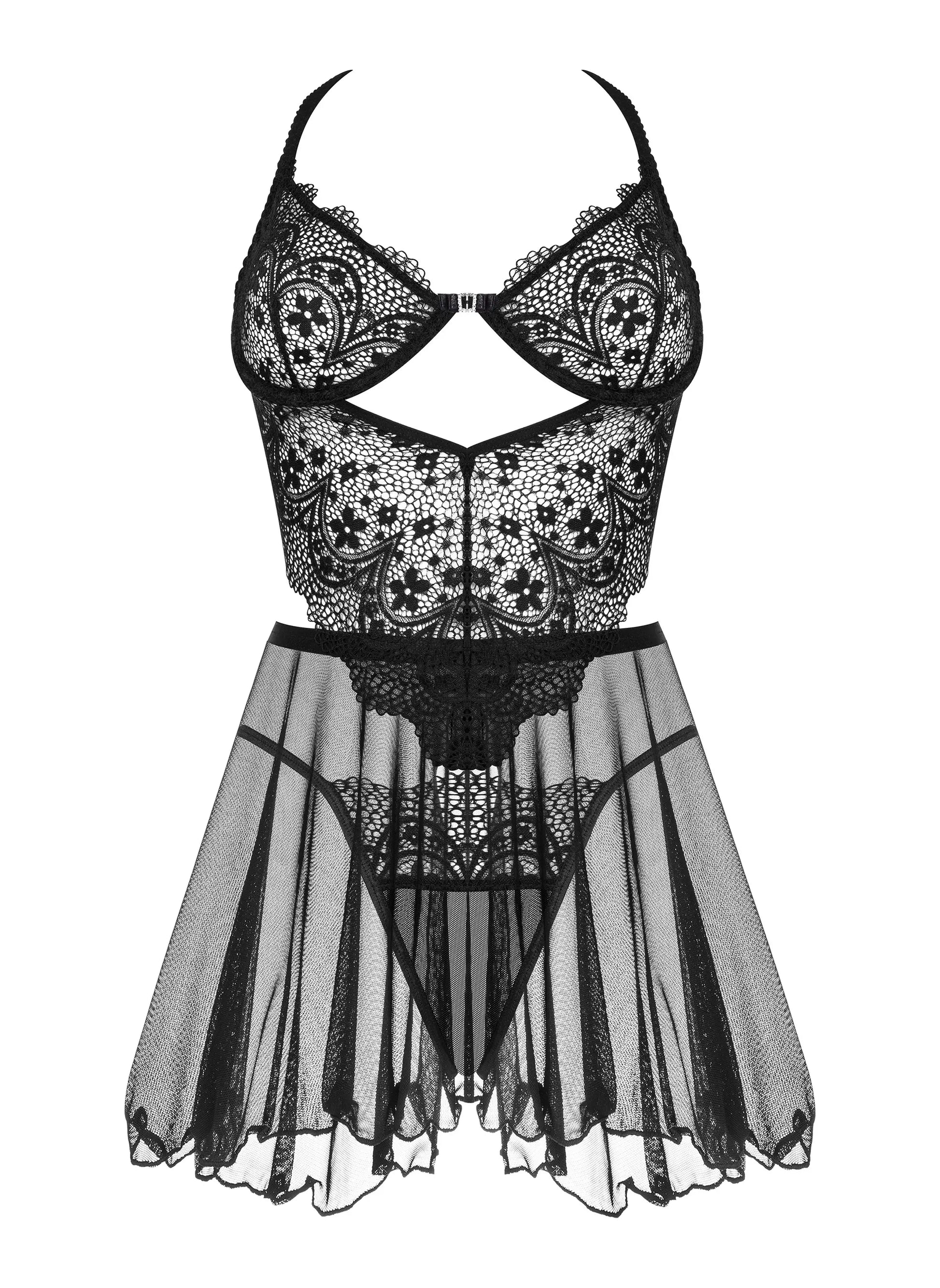 Beauty Night Dark Mirage Sheer Mesh Lace Chemise-3