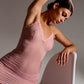 Blush Lotus Rosewater Sheer Mesh Lace Trim Slip Dress