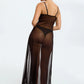 Blush Lotus Black Sheer Mesh Maxi Dress