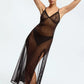 Blush Lotus Black Sheer Mesh Maxi Dress