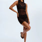 Blush Enigma Sheer Mesh Polka Dot Fitted Dress