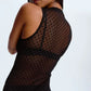 Blush Enigma Sheer Mesh Polka Dot Fitted Dress