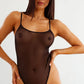 Blush The Mesh Black Sheer Mesh Stretch Bodysuit