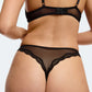 Sheer Lace Trim High Leg Thong Blush Lotus Black-1