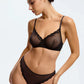 Sheer Lace Trim High Leg Thong Blush Lotus Black-3