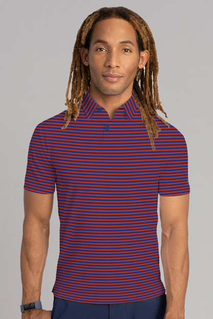 Short Sleeve Polo Stripe // Red Blue