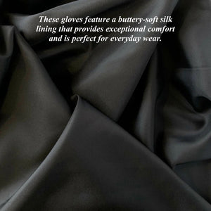 Sofia (green) - Italian lambskin leather gloves with silk lining