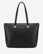 Black Simona Italian calf leather women's shoulder bag with sleek design and top handle, crafted for style and elegance.