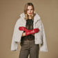 Skylar (red) – Extra-long sheepskin leather gloves with wool/cashmere lining & touchscreen capability