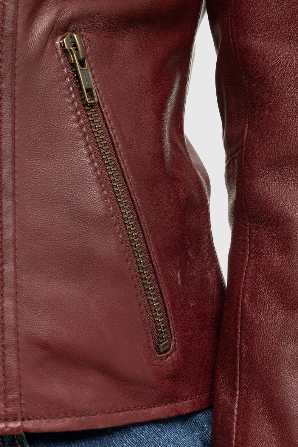 Whet Blu NYC Harper women's lambskin leather moto jacket with slash pockets