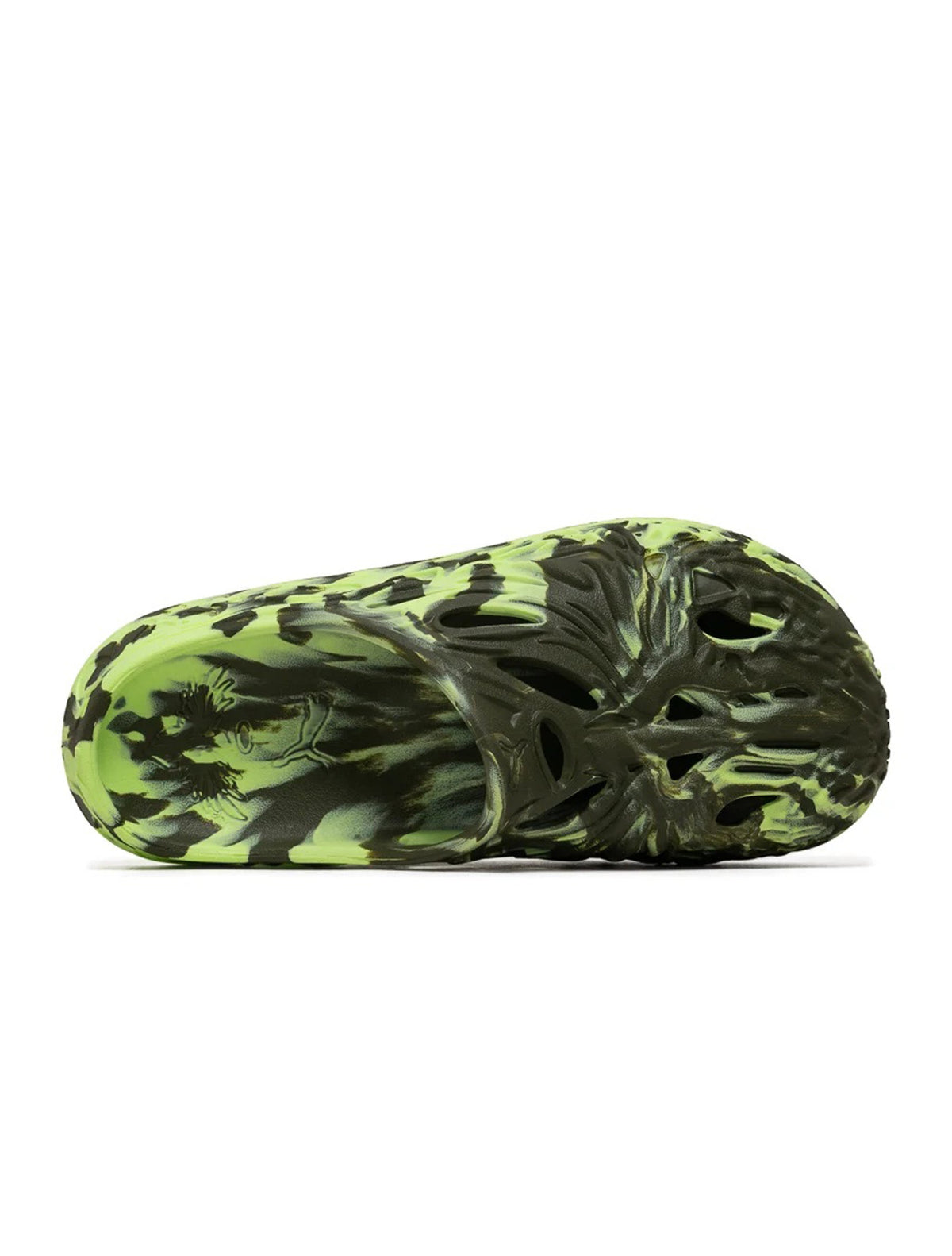 Puma MB.04 basketball slides in dark olive for men, side view