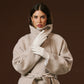 White Sofia Italian lambskin leather winter gloves with silk lining, stylish and luxurious for cold weather.
