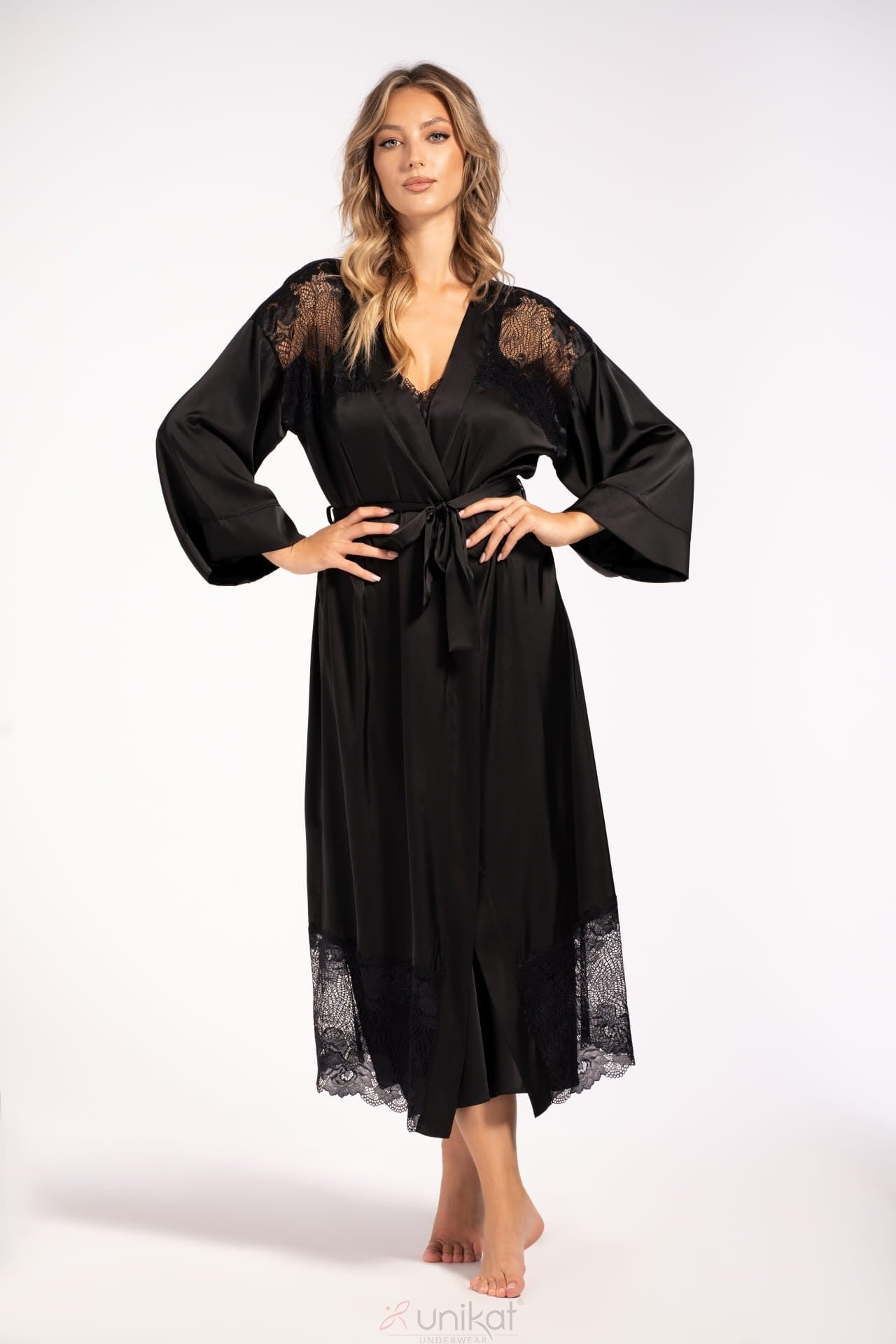 Unikat Oriana Soft Satin Long Sleeve Bathrobe-0