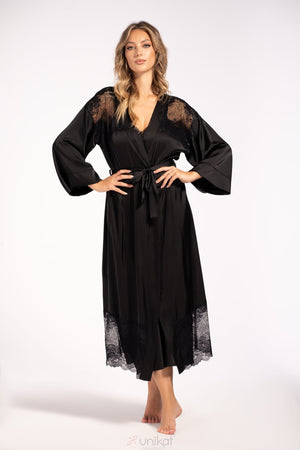 Unikat Oriana Soft Satin Long Sleeve Bathrobe-0