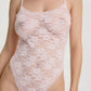 Blush Rosette Pink Soft Mesh Lace Bodysuit