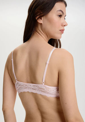 Blush Rosette Pink Soft Mesh Lace Bralette-1