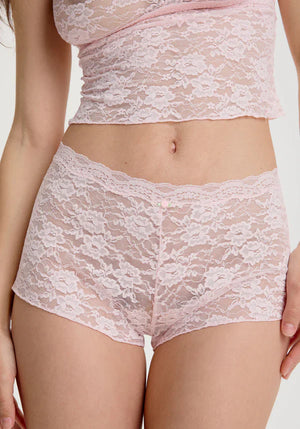 Soft Mesh Lace Shorts Blush Rosette Pink-0