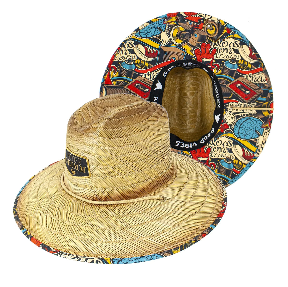 Peter Grimm Spray On straw lifeguard hat by HatCountry with wide brim and chin cord