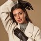 Stella (dark brown) – Sheepskin leather gloves with ultra-warm fleece lining & touchscreen functionality