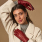Stella (red) – Sheepskin leather gloves with ultra-warm fleece lining & touchscreen functionality