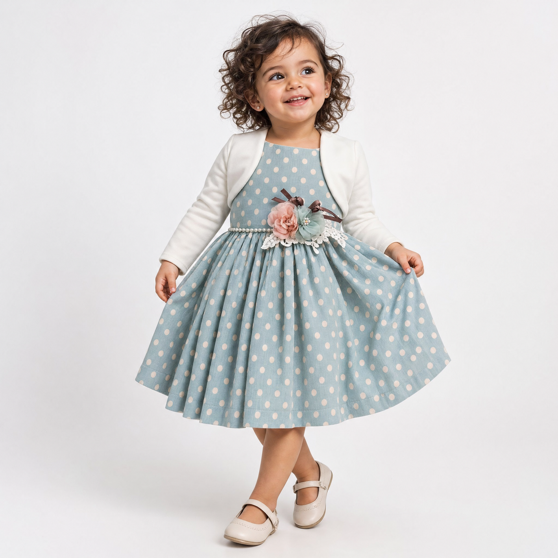 Dotty Sunday Dress & Bolero Set-0