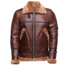 Esa Brown Bomber Sheepskin Shearling Jacket with Large Pockets - Brown