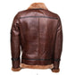 Esa Brown Bomber Sheepskin Shearling Jacket with Large Pockets