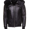 Gregos Varsity Style Sheepskin Shearling Jacket with Large Hoodie - -