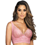 Sheer Lace Longline Bra Axami Rose Shadow-0