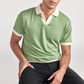 Short Sleeve Sweater Polo Contrast | Moss