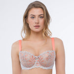 Samanta Sweet Gray Sheer Mesh Embroidered Balconette Bra-0