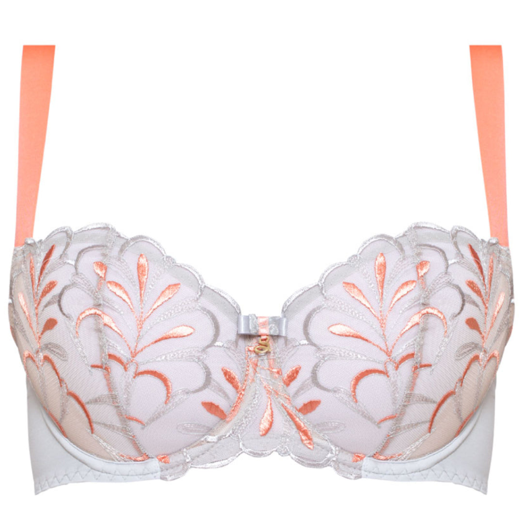Samanta Sweet Gray Sheer Mesh Embroidered Balconette Bra-2