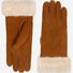 Camel suede leather winter gloves with luxurious sheep fur lining from Leather Gloves Online, stylish Sydney model.