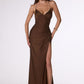 Amoris T102 Long Fitted Sexy Evening Gown Open Back Slit