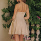 Amoris T103 Short A-Line Glitter Satin Scoop Neckline Dress