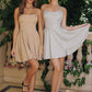 Amoris T103 Short A-Line Glitter Satin Scoop Neckline Dress
