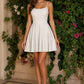 Amoris T103 Short A-Line Glitter Satin Scoop Neckline Dress