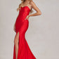 Nox Anabel T1139 Floor Length Fitted Satin Strapless Sweetheart Dress