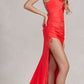 Nox Anabel T1140 Long Sheath Dress with High Leg Slit and Strappy Back