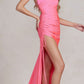 Nox Anabel T1140 Long Sheath Dress with High Leg Slit and Strappy Back