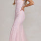 Nox Anabel T1208 Long Mermaid Gown with Feather Straps