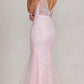 Nox Anabel T1208 Long Mermaid Gown with Feather Straps