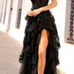 Nox Anabel T1335 Long A-Line Tiered Skirt Lace Applique Sweetheart Dress