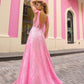 Nox Anabel T1336 Long A-Line Glitter Sequin Applique Corset Ball Gown