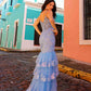 Nox Anabel T1337 Long Tiered Skirt Fitted Sequin Applique Mermaid Gown
