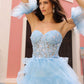 Nox Anabel T1338 Long Ruffled Tiered Skirt A-Line Ball Gown Arm Cuffs